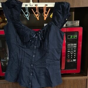 Hollister Blue Puff Sleeve Bustier top and skirt set